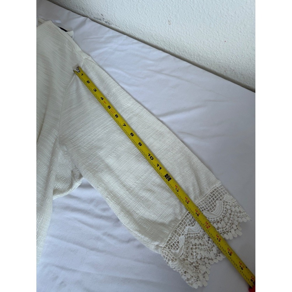 Thomas Olivia Plus‎ Size 1X Ivory Cream Lace Trim Boho Bell Sleeve Blouse Top - Picture 15 of 16